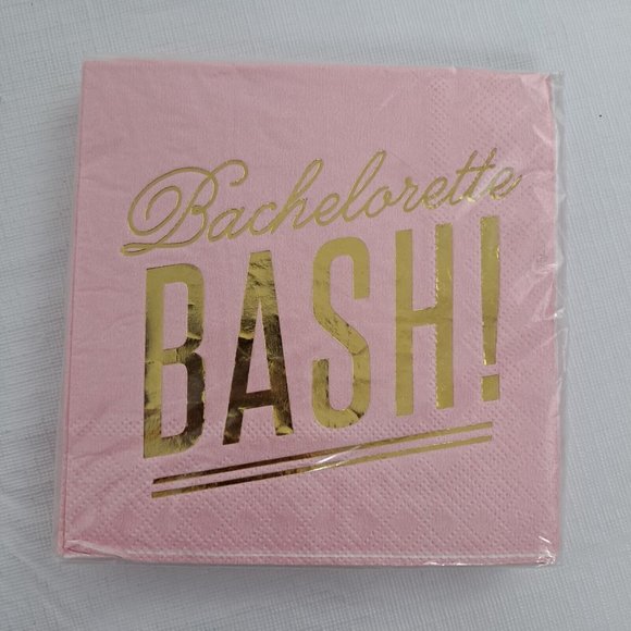 Bachelorette Bash Party Napkins Pink Gold 20 Piece - Picture 1 of 4